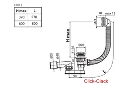 Слив-перелив для ванны 80 см, click-clack